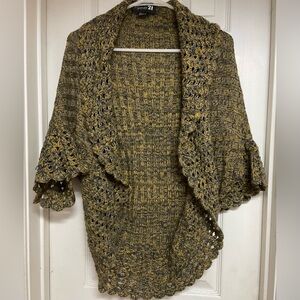 Forever 21 Olive and Gray Knit Poncho